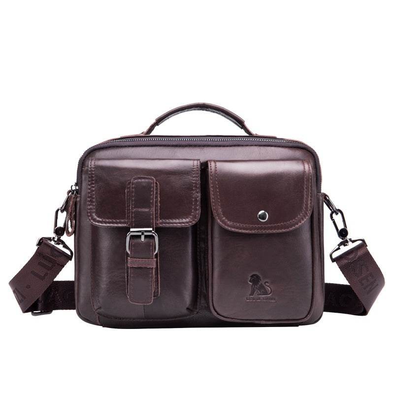 Retro Large-Capacity First Layer Cowhide Leather Casual Handbag - grabzbags.com
