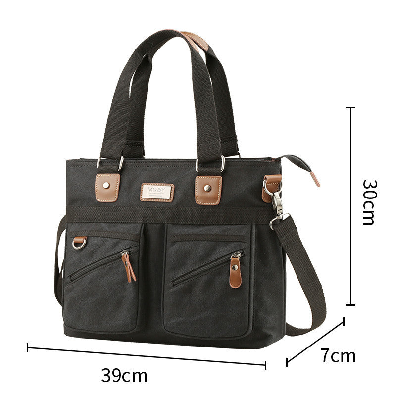 Men’s Canvas Business Briefcase – Casual Shoulder Laptop Bag
