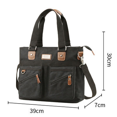 Men’s Canvas Business Briefcase – Casual Shoulder Laptop Bag