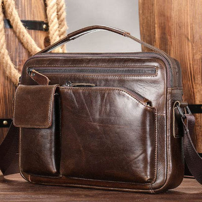 Men’s Premium Oil Wax Leather Messenger Bag – High-End Genuine Leather Crossbody - grabzbags.com