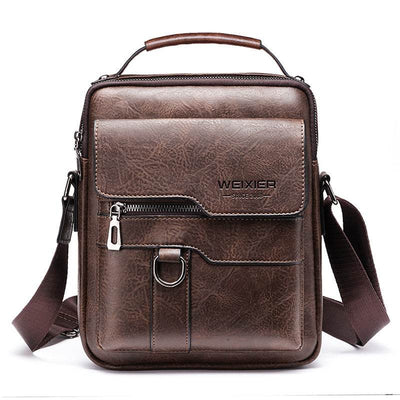 Popular Men’s Retro PU Leather Messenger Bag – One Shoulder Business Crossbody with Flap, Solid Travel Backpack - grabzbags.com