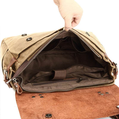 Men’s Vintage Leather Canvas Laptop Bag – Fashionable Business Messenger Briefcase - grabzbags.com