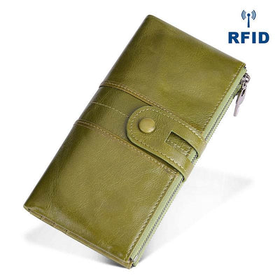 Women’s Retro Leather RFID Wallet – Stylish Long Wallet for Everyday Use - grabzbags.com