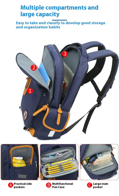 Transparent Waterproof Schoolbag for Students – Durable Polyester Backpack with Anti-Theft Design & Air Pillow Straps