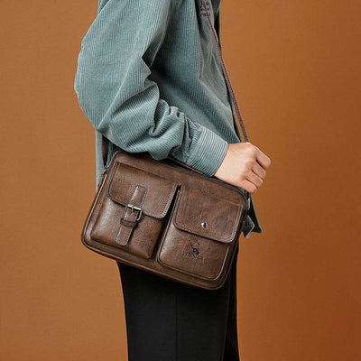 Men’s Vintage One-Shoulder Messenger Bag – Casual Crossbody Leather Bag - grabzbags.com