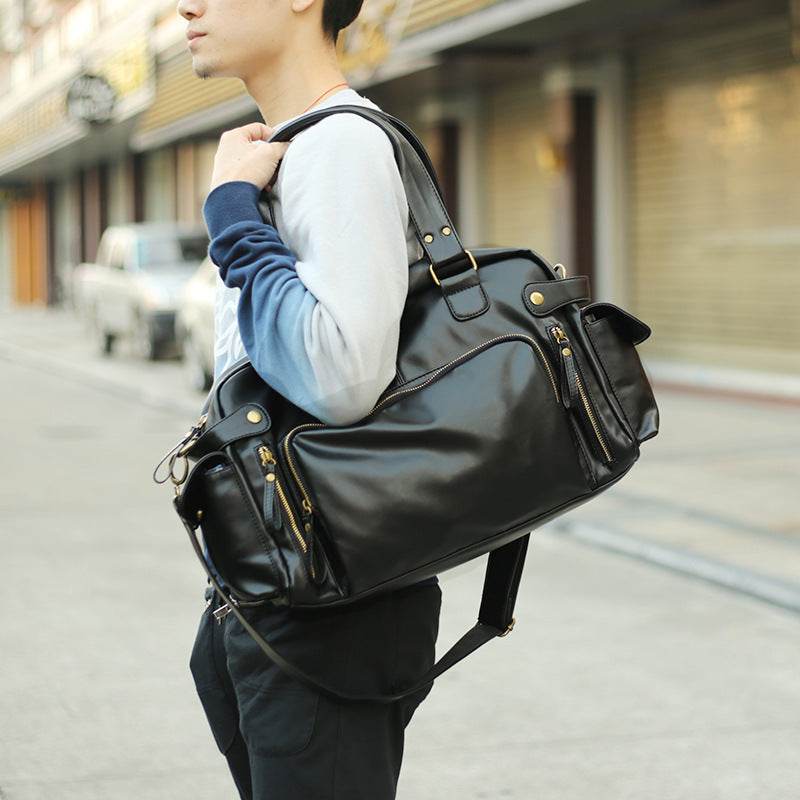 New PU Leather Shoulder Messenger Bag – Trendy Bulk Handbag for Men - grabzbags.com