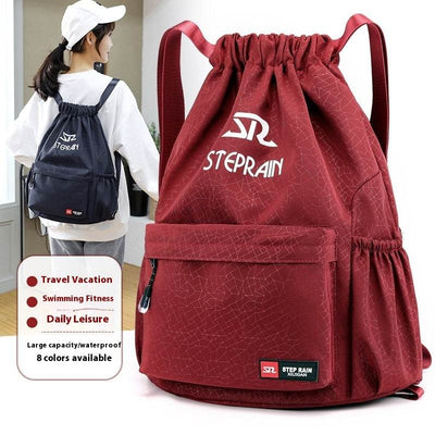 Solid Color Lightweight Drawstring Backpack – Simple Double-Shoulder Design - grabzbags.com