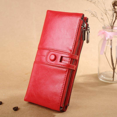 Stylish & Versatile Women’s Long PU Leather Wallet – Zipper Bifold Clutch Purse with Card Holder - grabzbags.com