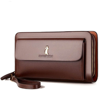 Men’s Fashion Business Wallet – Sleek Zipper PU Leather Wallet for Professionals - grabzbags.com