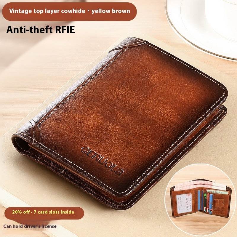 Genuine Leather Ultra-Thin Wallet – RFID Anti-Theft Cheng E Slim Card Holder for Men - grabzbags.com