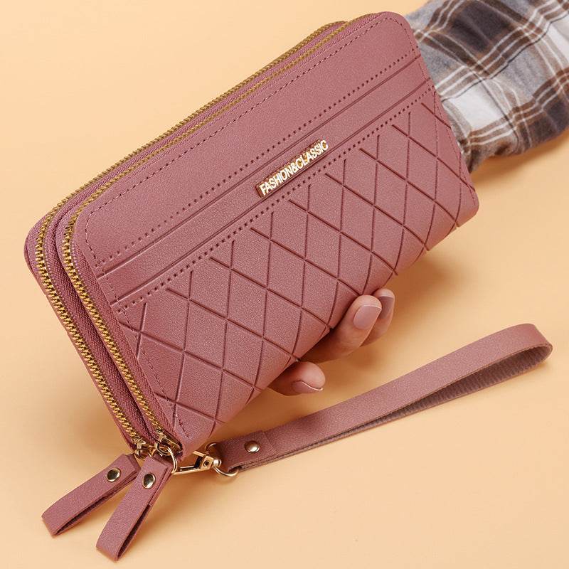 Women’s Long Wallet – Simple Double Zipper Design with Multiple Card Slots - grabzbags.com