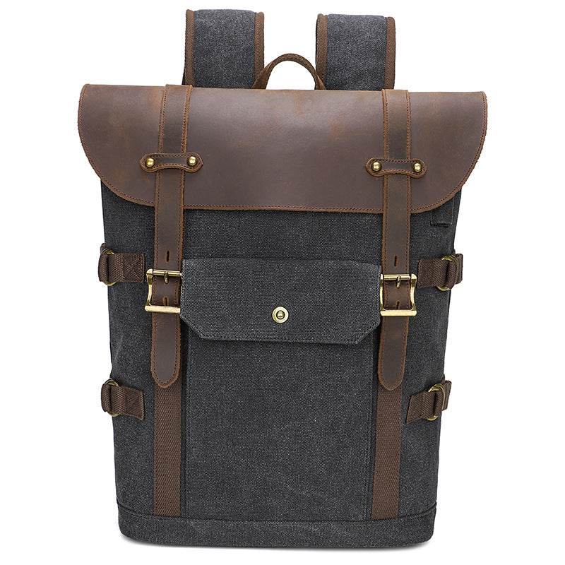Men’s Crazy Horse Leather Laptop Backpack – European & American Vintage Style - grabzbags.com