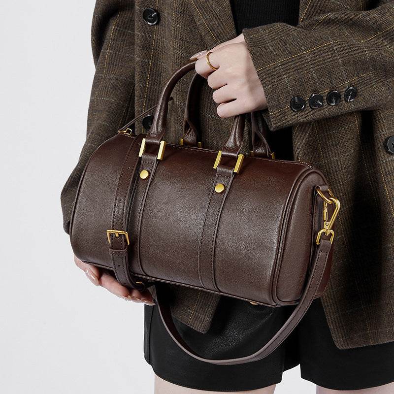 Retro Cowhide Leather Crossbody Bag – Portable & Stylish Shoulder Purse - grabzbags.com