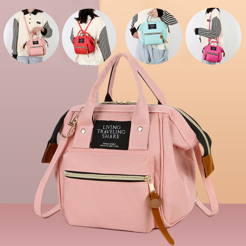 Cute Oxford Backpack for Women – Mini Zipper Handbag & Mommy Bag with Two Straps, Casual Baby Mom Bag