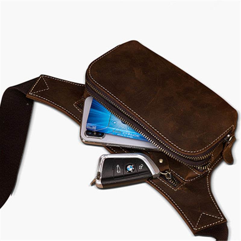 Men’s Top Layer Cowhide Sports Waist Bag – Premium Leather Belt Pack for Outdoor Use - grabzbags.com