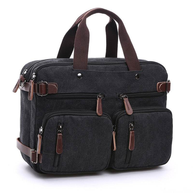 Men’s Casual Canvas Briefcase – Large-Capacity Handbag with Zipper Closure for Work & Travel - grabzbags.com