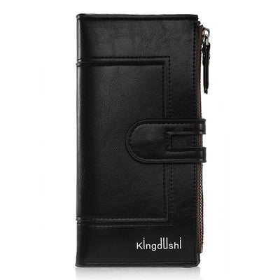 Women's Long PU Leather Wallet – Bifold Zipper Clutch Purse with Card Holder - grabzbags.com
