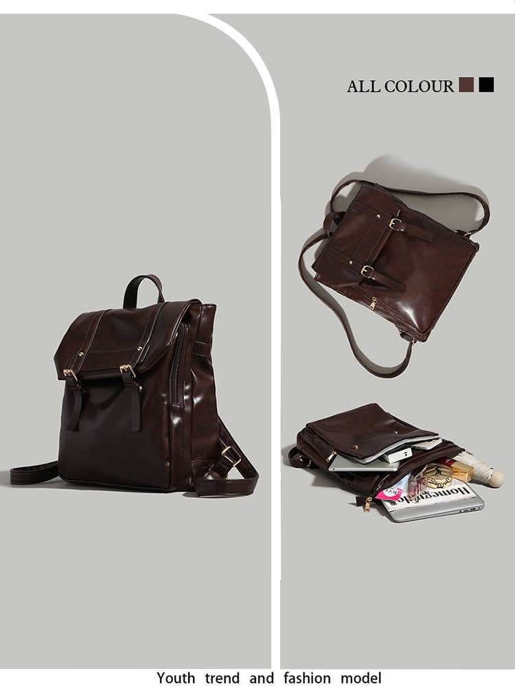 Soft Leather Laptop Backpack – Large Capacity Uniform-Style Computer Bag for Women - grabzbags.com