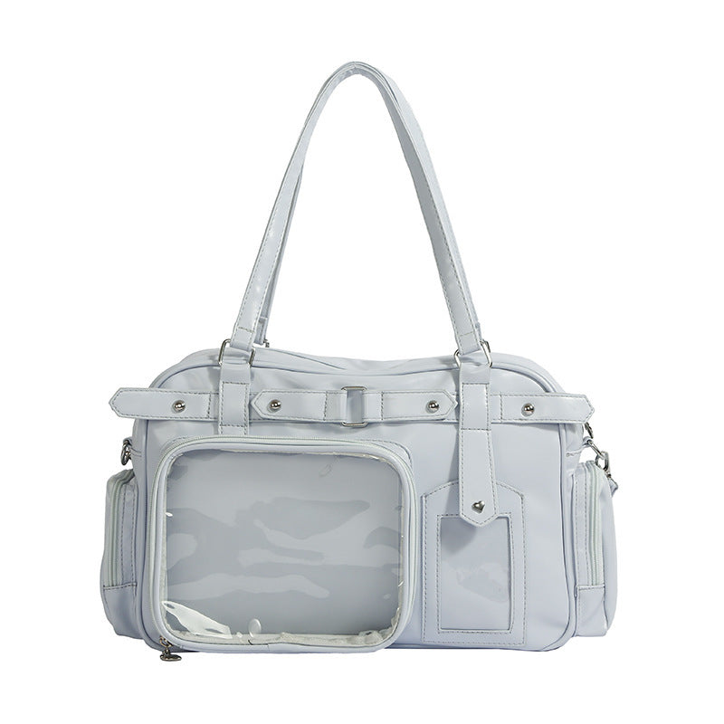 Bow College Style JK Girl Uniform Bag – Cute PU Leather Hand-Carry and Shoulder Bag with Free Tie Plate, Youthful Campus Style Purse