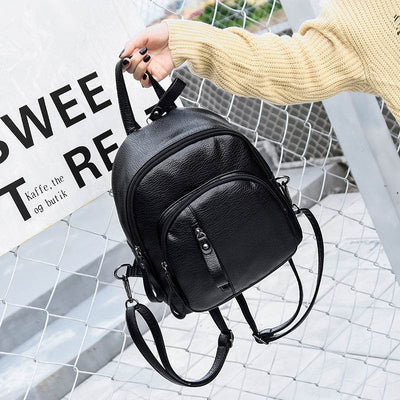 Women’s Mini Leather Backpack – Korean Fashion Casual All-Match Bag - grabzbags.com