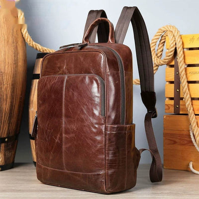 Men’s Genuine Leather Business Backpack – Professional Laptop Bag for Work & Travel - grabzbags.com
