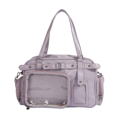 Bow College Style JK Girl Uniform Bag – Cute PU Leather Hand-Carry and Shoulder Bag with Free Tie Plate, Youthful Campus Style Purse