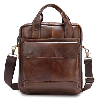 Men’s Retro Leather Briefcase – Genuine Cowhide Business Handbag