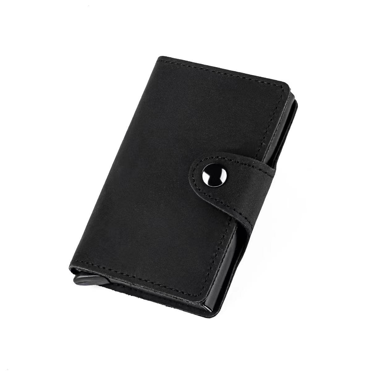 Vintage Crazy Horse Leather Card Holder – Slim RFID-Blocking Wallet for Women - grabzbags.com