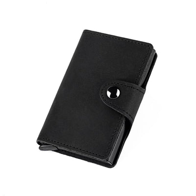 Vintage Crazy Horse Leather Card Holder – Slim RFID-Blocking Wallet for Women - grabzbags.com