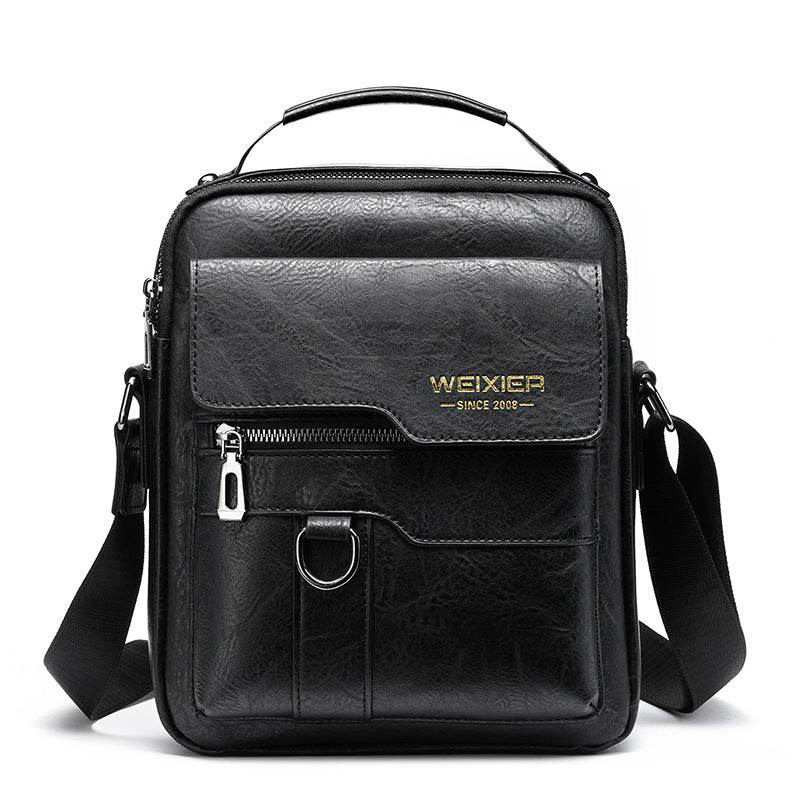 Popular Men’s Retro PU Leather Messenger Bag – One Shoulder Business Crossbody with Flap, Solid Travel Backpack - grabzbags.com