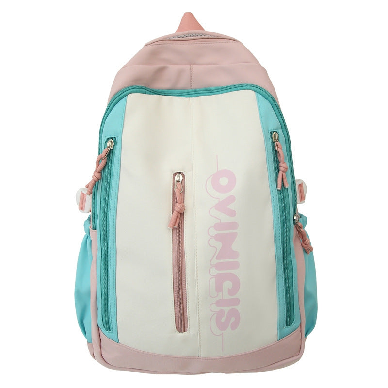 Fashion Personalized Large Capacity Backpack – Lightweight Nylon Schoolbag for Women & Men, Solid Color Travel & Daily Backpack