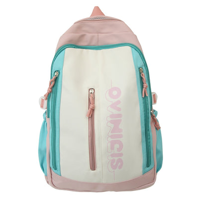 Fashion Personalized Large Capacity Backpack – Lightweight Nylon Schoolbag for Women & Men, Solid Color Travel & Daily Backpack