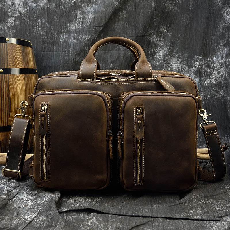 Men’s Leather Business Briefcase – Fashionable Unique Professional Laptop Bag - grabzbags.com