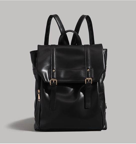 Soft Leather Laptop Backpack – Large Capacity Uniform-Style Computer Bag for Women - grabzbags.com