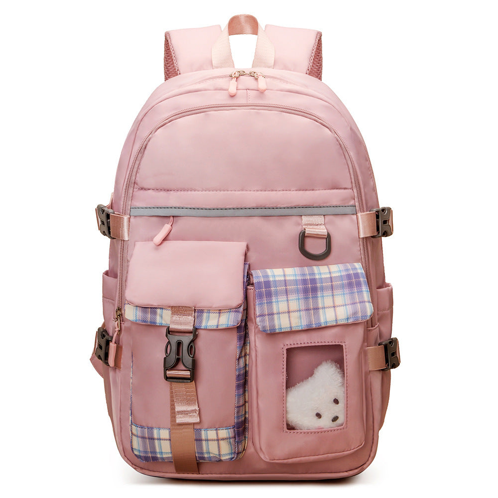 Cartoon Cute Lightweight Student Schoolbag – Breathable, Waterproof, Anti-Theft Nylon Backpack with Burden-Reducing Design