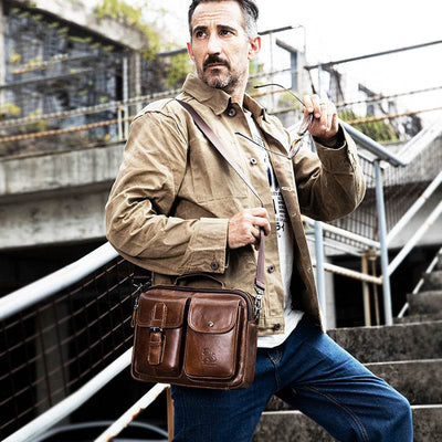 Retro Large-Capacity First Layer Cowhide Leather Casual Handbag - grabzbags.com