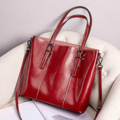 Women’s Genuine Leather Shoulder Bag – Retro Large-Capacity Fashion Tote - grabzbags.com