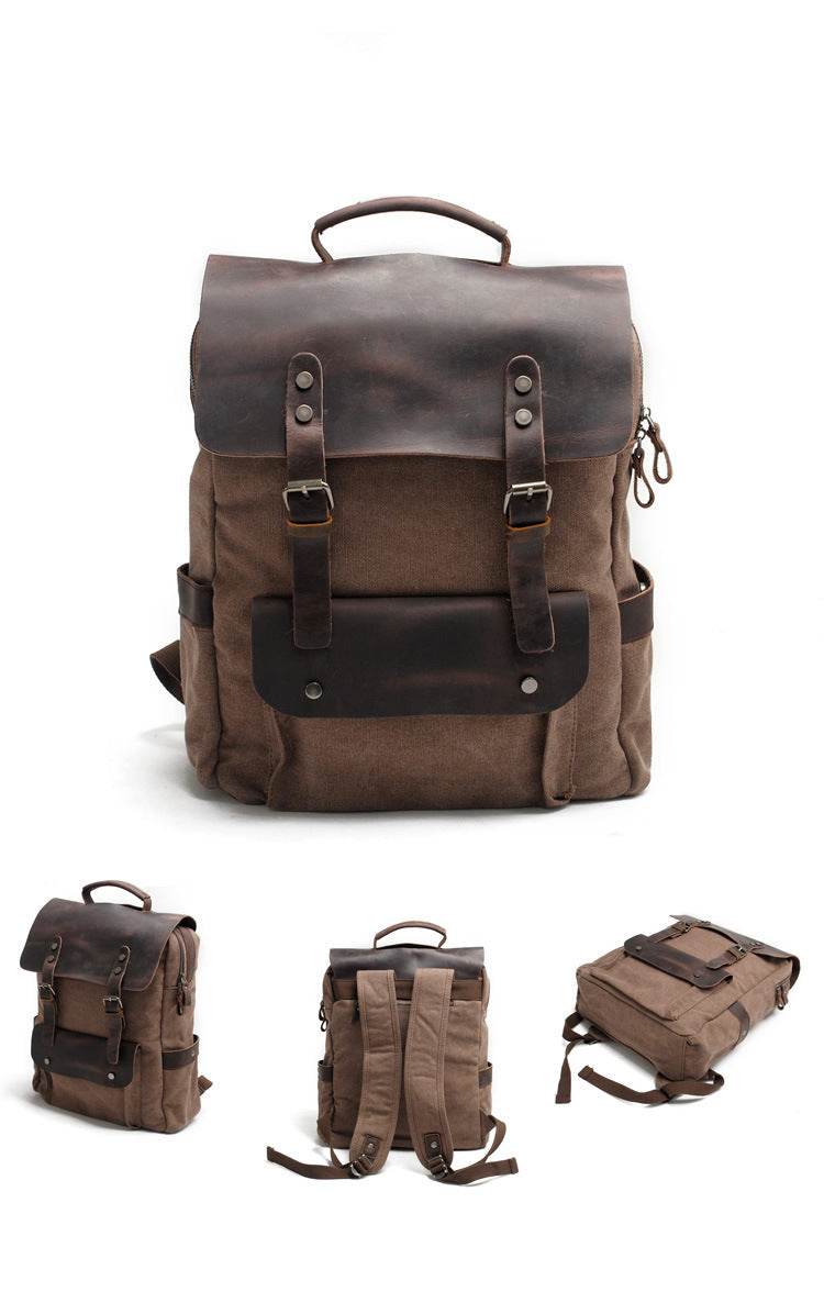 Vintage Canvas Backpack – Retro Travel Rucksack for Men - grabzbags.com