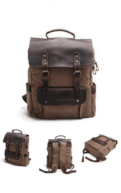 Vintage Canvas Backpack – Retro Travel Rucksack for Men - grabzbags.com