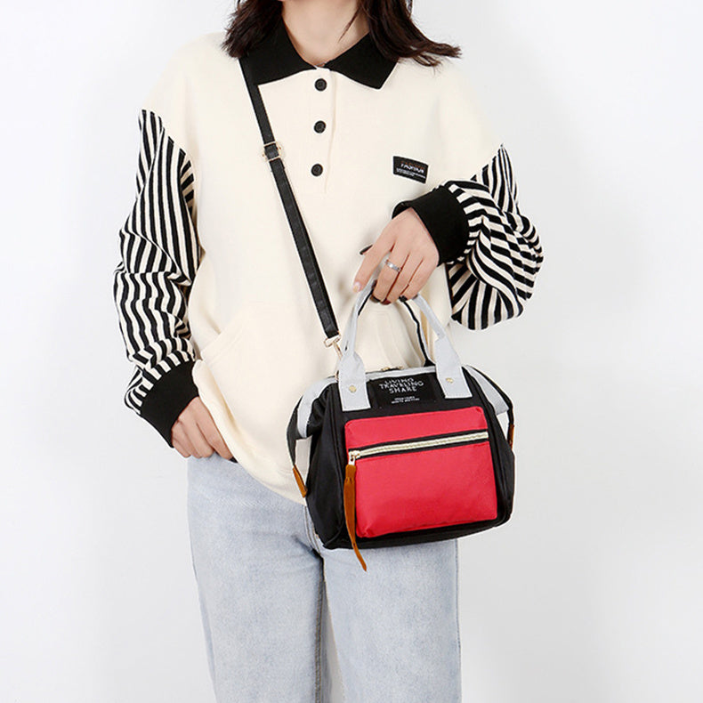 Cute Oxford Backpack for Women – Mini Zipper Handbag & Mommy Bag with Two Straps, Casual Baby Mom Bag