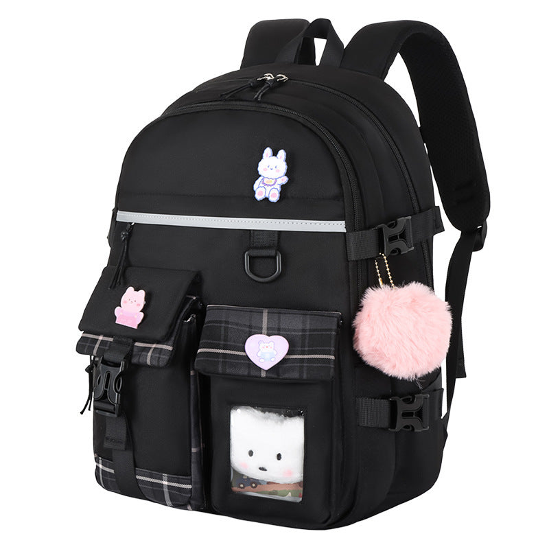 Cartoon Cute Lightweight Student Schoolbag – Breathable, Waterproof, Anti-Theft Nylon Backpack with Burden-Reducing Design