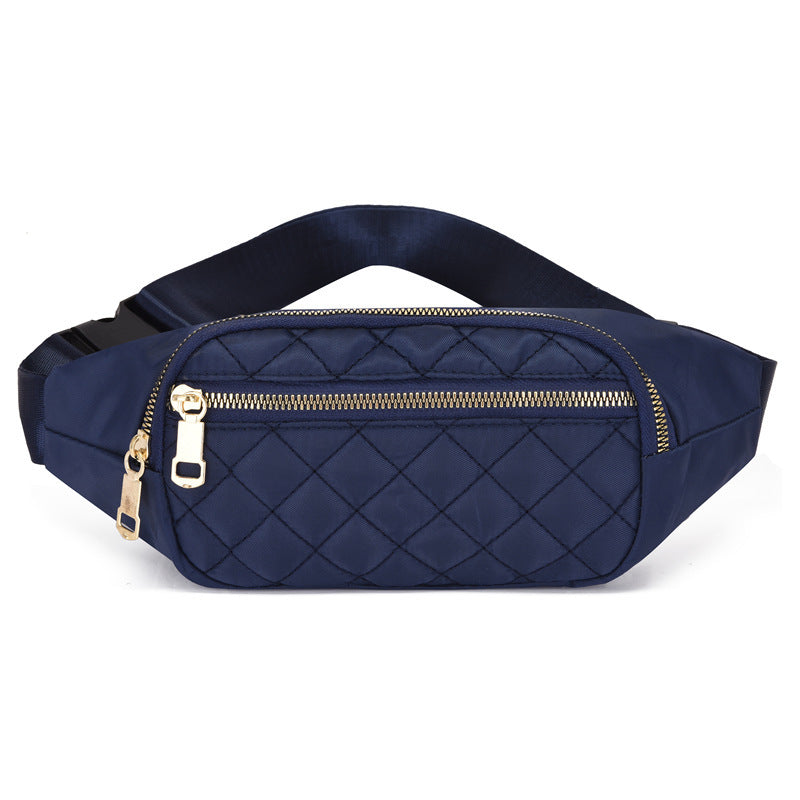 Trendy women’s nylon fanny pack with multiple pockets. Lightweight, durable crossbody waist bag perfect for running, hiking, cycling, and travel.