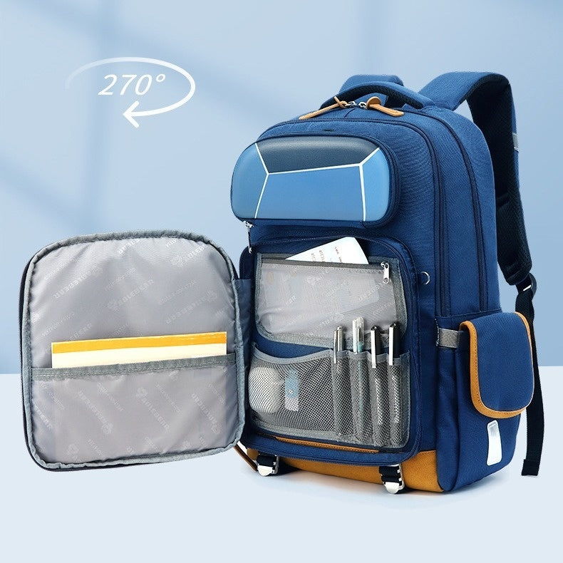 Transparent Waterproof Schoolbag for Students – Durable Polyester Backpack with Anti-Theft Design & Air Pillow Straps