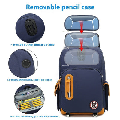 Transparent Waterproof Schoolbag for Students – Durable Polyester Backpack with Anti-Theft Design & Air Pillow Straps