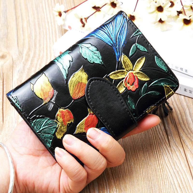 Stylish Short Leather Wallet for Women – Compact Bifold with Zipper & Card Slots - grabzbags.com
