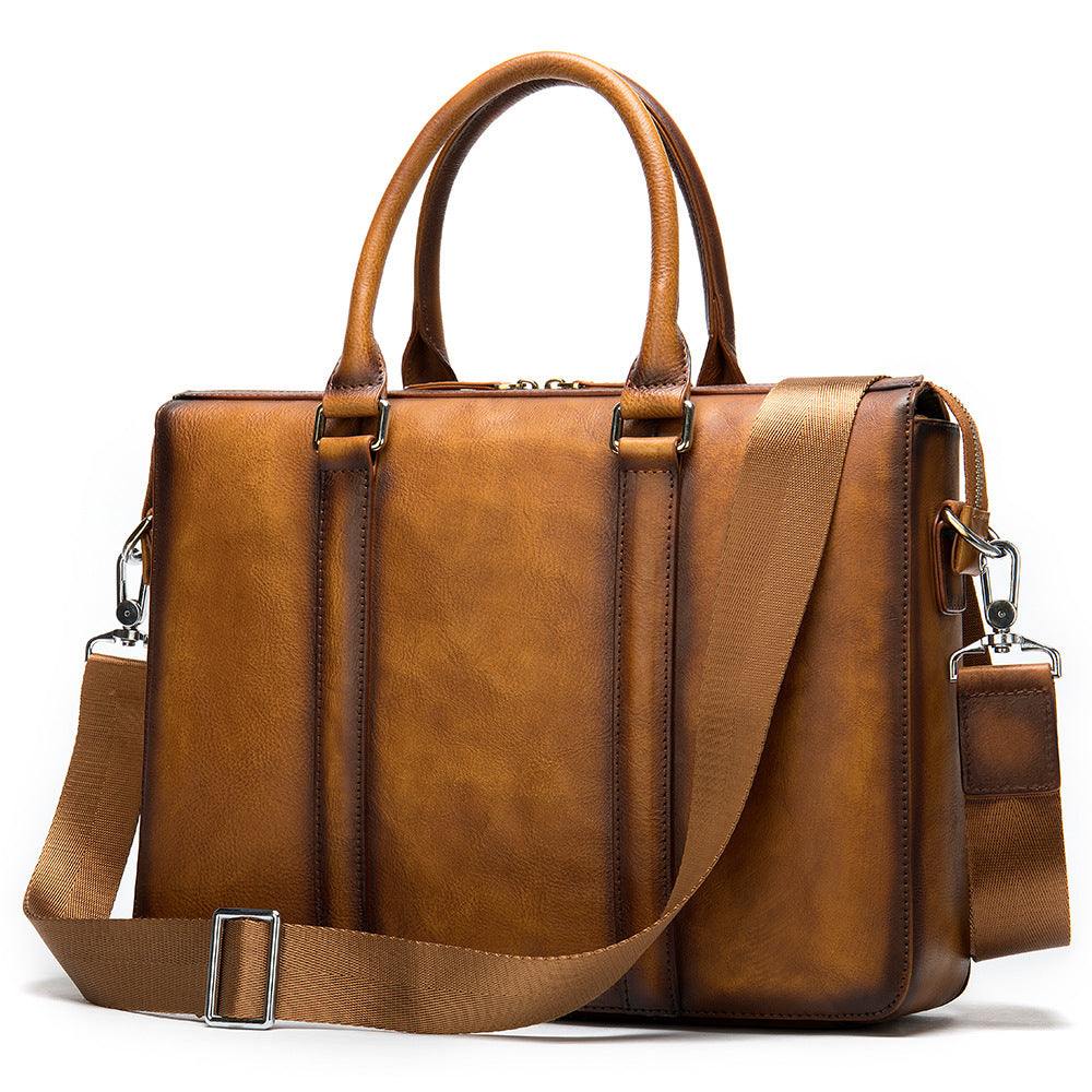 Men’s Genuine Leather Briefcase – Cowhide Business Laptop Bag