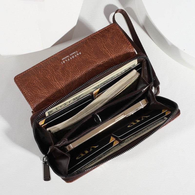 Men’s Casual Long PU Wallet – Multiple Card Slots, Slim & Durable - grabzbags.com