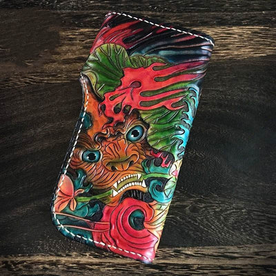 Handmade Cowhide Leather Wallet – Vintage-Style Treasure Purse for Women - grabzbags.com