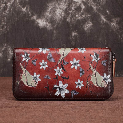 Fashion Women’s Leather Wallet – Vintage Zipper Design in First Layer Cowhide - grabzbags.com