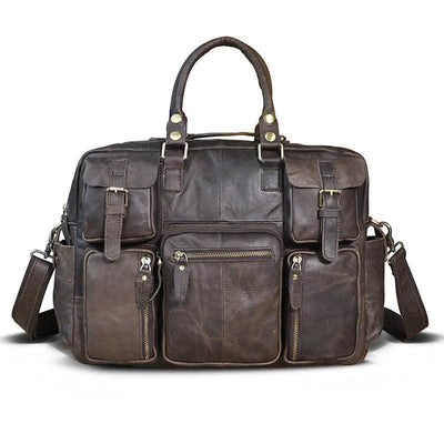 Men’s 16-Inch Leather Briefcase – First Layer Cowhide Large Capacity Business Bag - grabzbags.com